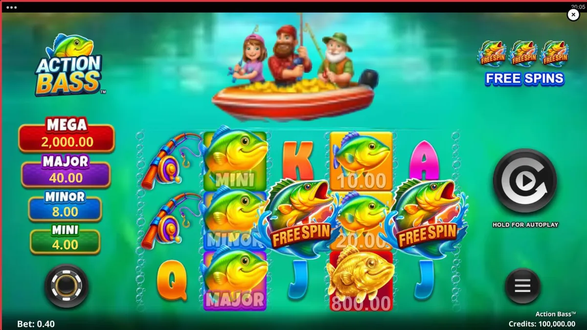 Tampilan visual slot Action Bass dengan tema memancing keluarga